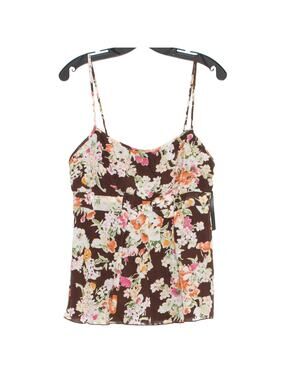 NWT Rampage Tank Top Floral Babydoll Y2K Coquette Fairycore Romantic Brown Large
